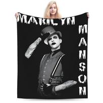 Super minkštas Marilyn Manson muzikinio turo pledas Premium flanelės vilna Lengvas pledas Jaukūs pūkuoti pledai Visų sezonų 75x90cm gray