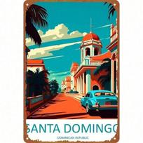 Vintage Santa Domingo Travel Metal Poster Wall Art for Bar