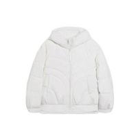 Lining Fitness Series Solid Color Logo Zip-Up Hooded Down Jacket Women Jackets White AYMS030-1 M white