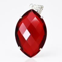 Natural Red Topaz 120 Ct Certified Marquise 925 Sterling Silver Pendant For Gift 40.6 mm approx. raudona
