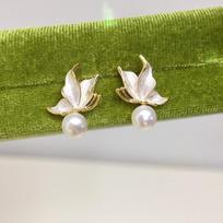 Mary Zhuji natural freshwater pearl set - women's frosted butterfly pearl earrings, 18k gold filled & tarnish resistant