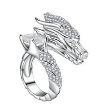 Stylish Adjustable Chinese Loong Ring With Colorful Gemstones Trendy Jewelry Finger Accessory For Men And Women balta
