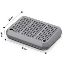 Didelė, lengvai valoma nerūdijančio plieno kačių tualeto dėžutė - Apsauganti nuo purslų ir pratekėjimo aptvara Small: 40x28x9CM gray