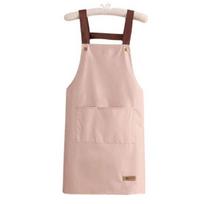 Work Apron Waterproof Oil-proof Kitchen Apron with Large Pockets Durable Stylish Workwear for Home Garden rožinė