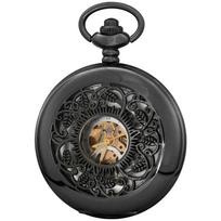 Vintage Mechanical Pocket Watch Men's Women's Hollow Out Floral Gear Motifs Pendant Clock Roman Numerals Pocket Watches Relógio black