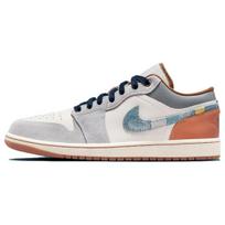 Air Jordan 1 Low SE Remontuoti Denim Swoosh Vyriški sportbačiai Cream Phantom Coconut-Milk FZ5042-041 40 white