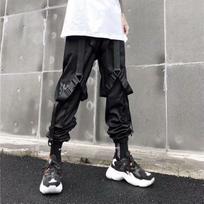 Cargo Kelnės vyrams Laisvalaikio Hip Hop Hit Color Pocket Vyriškos Kelnės Sportinės Kelnės Streetwear Juostelės Techwear Kelnės M juoda