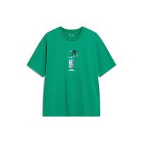 Li Ning Golden Era Cartoon Anime Print Loose Short Sleeve T-Shirt Unisex Tops Cool-Green AHST089-1 L