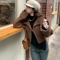 Elegant Knitted Cardigan Women Short Sweater Jacket Spring and Autumn Long Sleeve Casual Korean Fashion Lapel Coats Solid Simple Office Clothes One Size kava