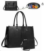 Insulated Leather Tote and Lunch Compartment Handbag for Laptop juoda