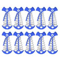 10Pcs Deck Anchors Peg Windproof Fish Bone Tent Stakes with Spring Buckles Portable Wind Rope Anchors for Outdoor Camping mėlyna