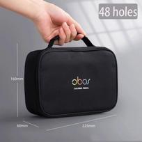 48/72/120/150/200 Holes Pen Case Large Capacity Storage Bag Portable Pencils Bag  Student Black-48 holes