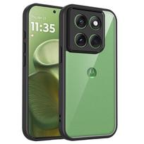 Skaidrus silikoninis dėklas Motorola Moto G86 G56 G96 G85 G75 G55 G35 G15 Power G05 telefonui, PC galinė dalis, TPU bamperis, smūgiams atsparus telefono dangtelis For Moto G86 juoda