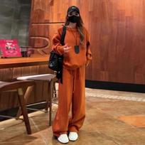 Women's Fashionable Sporty Casual Suit: Hoodie & Wide-Leg Pants Two-Piece for Spring/Autumn XXL