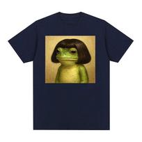 Funny Frog Face with Bob Haircut Meme T Shirt Men Women Humor Short Sleeve T-shirts Vintage Casual Oversized T-shirt S