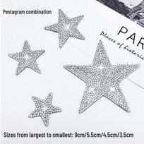 DIY Rhinestone Star Stickers: Self-Adhesive, Heat Transfer for Clothing, Shoes, Bags Hot Melt Adhesive (Set of 4 Sizes) sidabras