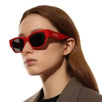 Celine Monochrome 01 Sunglasses CL40197U 66A Fashion Square Horn-rimmed Vivid Red