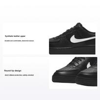 Nike Air Force 1/1 GS Black Kids Sneakers White DB2812-001 35.5