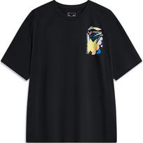 Li-Ning Honor Flower Theme Graphic Print Sweat-Absorbing Round Neck Short Sleeve T-Shirt Unisex Tops Black AHST449-2 XL white