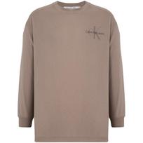 Calvin Klein Overlapping Letter Long Sleeve T-Shirt Unisex Tops Brown J400192 L gray