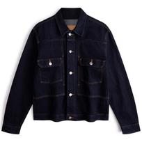 Calvin Klein Minimalist Series Pure Cotton Vintage Denim Jacket Unisex Jacket Dark-Blue 40948ST5DB XS black
