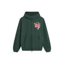Li Ning Badfive raidės Užtrauktuku Hoodis Laisvas Kasdienis Kardiganas Unisex Hoodies Tamsiai Žalias AWDTE07-2 XL