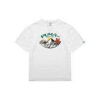 Puma Logo Letter Pattern Printed American Vintage Crew Neck Casual Short Sleeve T-Shirt Women T-Shirt White 536730-02 XL gray