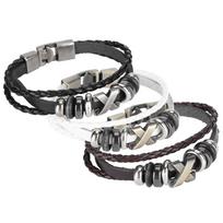 3Pcs Leather Bracelet MultiLayer Woven Vintage Stylish Craftsmanship Decorations