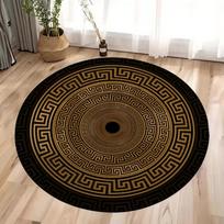 Moroccan Washable Round Rug Black Gold Vintage Area Rug for Living Room Bedroom Circle Rug Runners Entryway Circular Mat 60cm