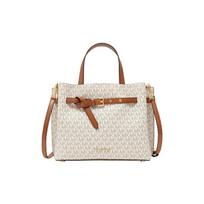 MICHAEL KORS handbag Emilia Letters Presbyopia Pattern Colorblock Gold Buckle Braid Artificial Leather Crossbody Bag Large Women's Vanilla White auksas