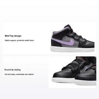 Air Jordan 1 Mid ALT SE PS Houndstooth Kids Sneakers Black White Metallic-Silver DO2493-015 28