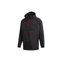 Adidas SS23 Logo Print Hooded Wind-Resistant Sports Casual Long Sleeve Sweatshirt Men Tops Black FS9858 M