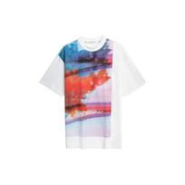 CK/Calvin Klein Pattern Print Crew Neck Short Sleeve T-Shirt Men Tops Moonlight-White J322874-YAF XS white