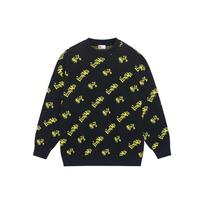 Li Ning Urban Nomad All Over Logo Embroidered Pullover Long Sleeve Sweater Men sweater Black AMBS123-1 L