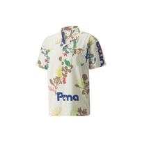 Puma Adventure Planet Aop Letter Print Square Neck Short Sleeve Shirt Men Shirts White 533484-65 XS