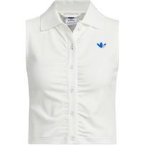 Adidas Originals Knitted Logo Sports Polo Sleeveless Vest Women tops Bright-White JM2710