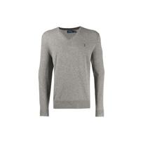 Polo Ralph Lauren FW21 V-Neck Logo Pattern Solid Pullover Long Sleeve Sweater Men sweater Gray 710667377-001 M