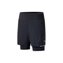 Saucony Running Elastic Double Layer Two In One Loose Fit Sports Shorts Men shorts Black SC2249048A-BK01 M black