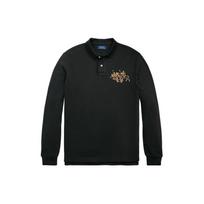 Polo Ralph Lauren Solid Color Three Pony Logo Embroidered Slim Fit Long Sleeve Polo Shirt Men tops Black MNPOKNI16823387-001 XS