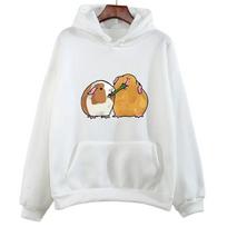 Jūrų kiaulytės spausdinimo gobtuvas Mielas/kawaii gyvūnų drabužis Ruduo Moterys/vyrai Vilnos megztinis Šiek tiek tamprus Puloveris Ilgomis rankovėmis Viršutinės dalys S