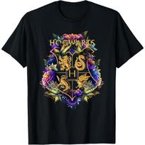 Harry Potter Hogwarts Daugiaspalvis Gėlėtas Herbas Marškinėliai S juoda