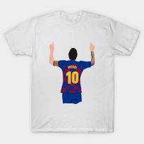 Men Black Print T-shirt Lionel Messi No-Cut Heat Transfer Print Cotton Tshirt XL balta