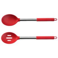 Heat Resistant Comfortable Handle with Hanging Hole Silicone BPA-free Cooking Spoon Home Supplies raudona