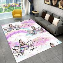 3D Cartoon Unicorn Animal Area Rug,Carpet Rug for Living Room Children's Bedroom Sofa Doormat Decor,Kids Game Non-slip Floor Mat 40x60cm(15x23in)