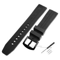 Ilgas didelio dydžio silikoninis laikrodžio dirželis Rolex apyrankei, Seiko vandeniui atsparus apyrankės 20mm 22mm vyriškas sportinis guminis diržas 18mm gray