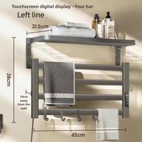 Electric Bath Towel Carbon Fiber Warmer Heating Towel Rack Intelligent Constant Temperature Towel Dryer Shelf Bathroom 4-pole 45cm black gray