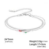 Fashion Nation Israel and Palestine Map Bracelet Drip Oil Craft Double Layer Snake Chain Geographic Bracelet Jewelry Gift 17-22cm