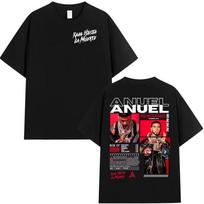 Rapper Anuel AA Real Hasta La Muerte Tour 2026 New Album T Shirts Men's Hip Hop Gothic T-Shirts Hip Hop Streetwear Oversized Tshirt 4XL