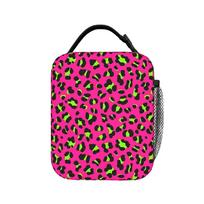 Psychedelic 80s Neon Pink Fuchsia and Lime Green Leopard Lunch Bag  Travel Lunch Box For Child Tote Food Bags Zipper Cooler Bag One Size