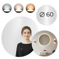 Apvalus LED vonios veidrodis 60 cm, sieninis, trys spalvos, liečiamas jungiklis, ModernHome